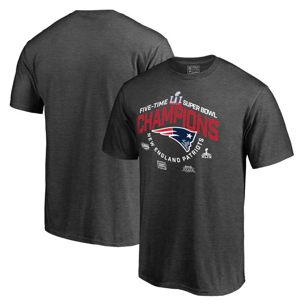 New England Patriots Pro Line by Fanatics Branded Big & Tall 5-Time Super Bowl Champions T-Shirt - Heathered Gray